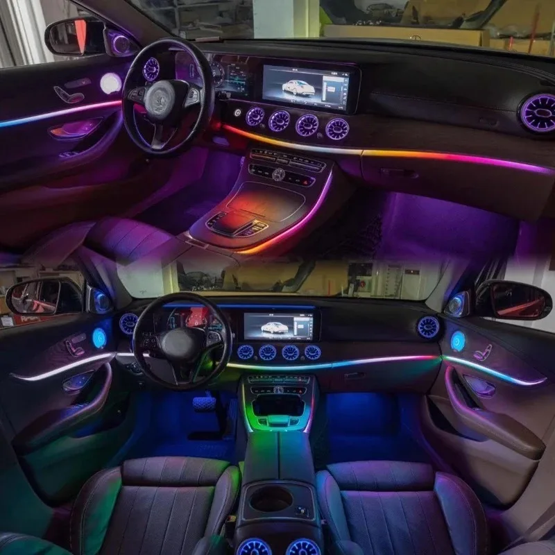 SJC Ambient Light for E-Class W213 2016-2023 64-Color Interior Atmosphere Light Five-Piece Auto Lighting Systems