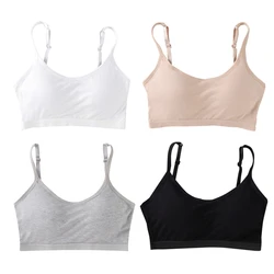 Children's Girls' Tank Top Underwear Strap Student Cotton Bra Children's Summer Comfort Sports Training Bra 10-18Y