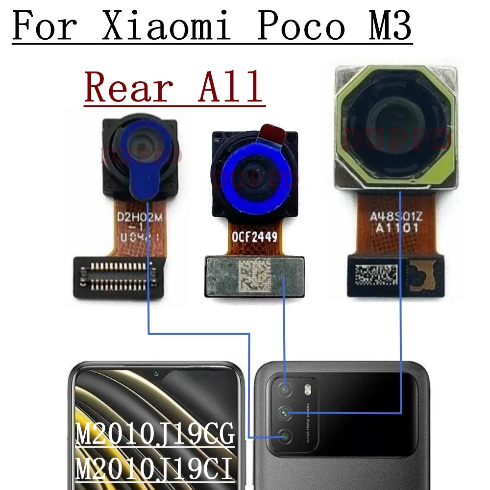 Front Back Camera For Xiaomi Mi Poco M3 M2010J19CG,M2010J19CI Frontal Backside Small Rear Selfie Camera Module Spare