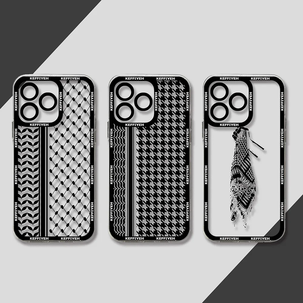 Transparent Cover Phone Case For Hattah Keffiyeh iPhone 16 15 14 13 12 11 Mini Pro Max X XR XSMax 7 8 Plus SE20