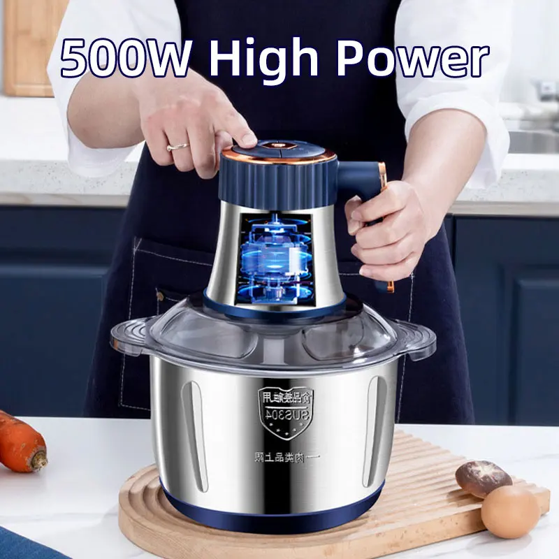 5L Electric Stainless Steel Meat Grinder, 500W Household Kitchen Multifunctional Food Processor,Garlic Paste Grinder,110V 220V