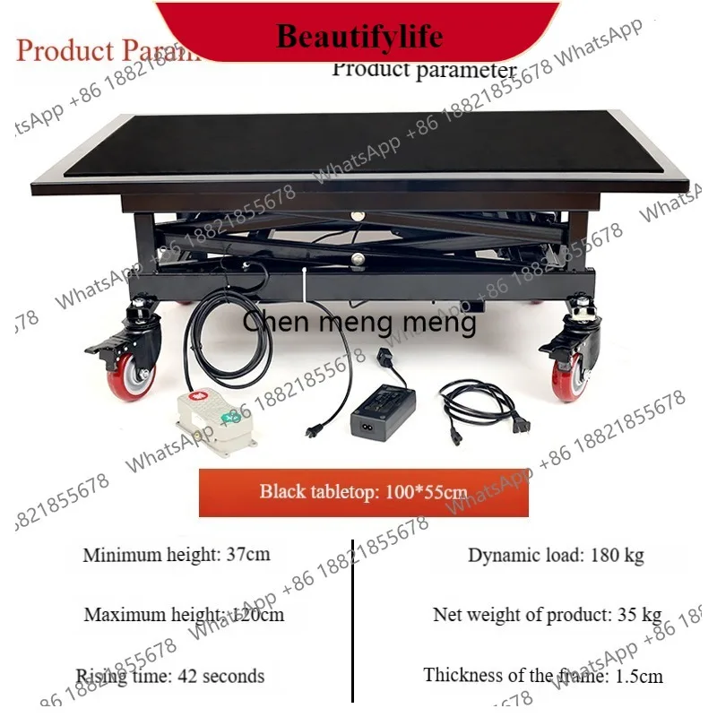 z189 New Electric Lifting Horse Stool Folding Mobile Interior Decoration Tile Trolley Foot Lift Platform With Remote Control