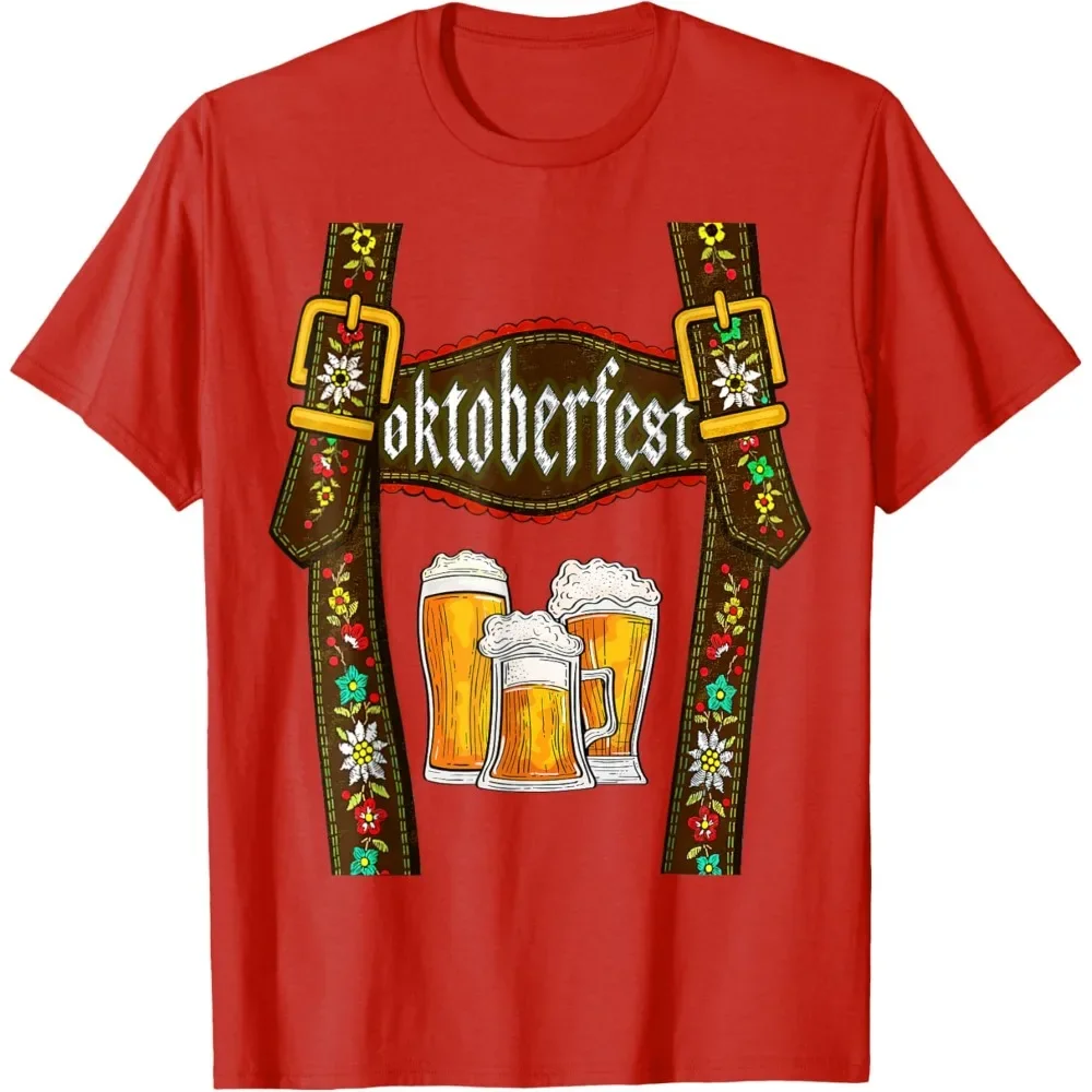 Lederhosen الحمالات مهرجان أكتوبر التي شيرت البافارية ميونيخ البيرة رجالي جودة عالية س الرقبة قمم تي شيرت للجنسين الشارع الشهير