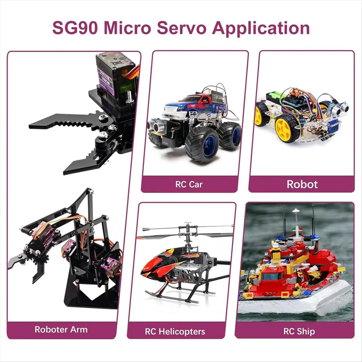 New arrival  Micro-Type Servo Motor Kit 6 Pcs -Servo Metal Gear Micro-Type Servo for RC Helicopter/Car/Boat