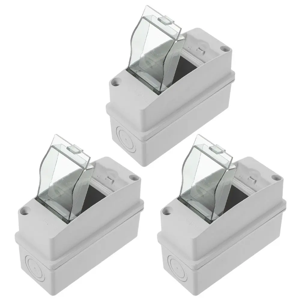 3Pcs IP65 Weatherproof 2 Way Distribution Box Outdoor Electrical Protection Enclosure Clear Cover ABS Shell for Charging