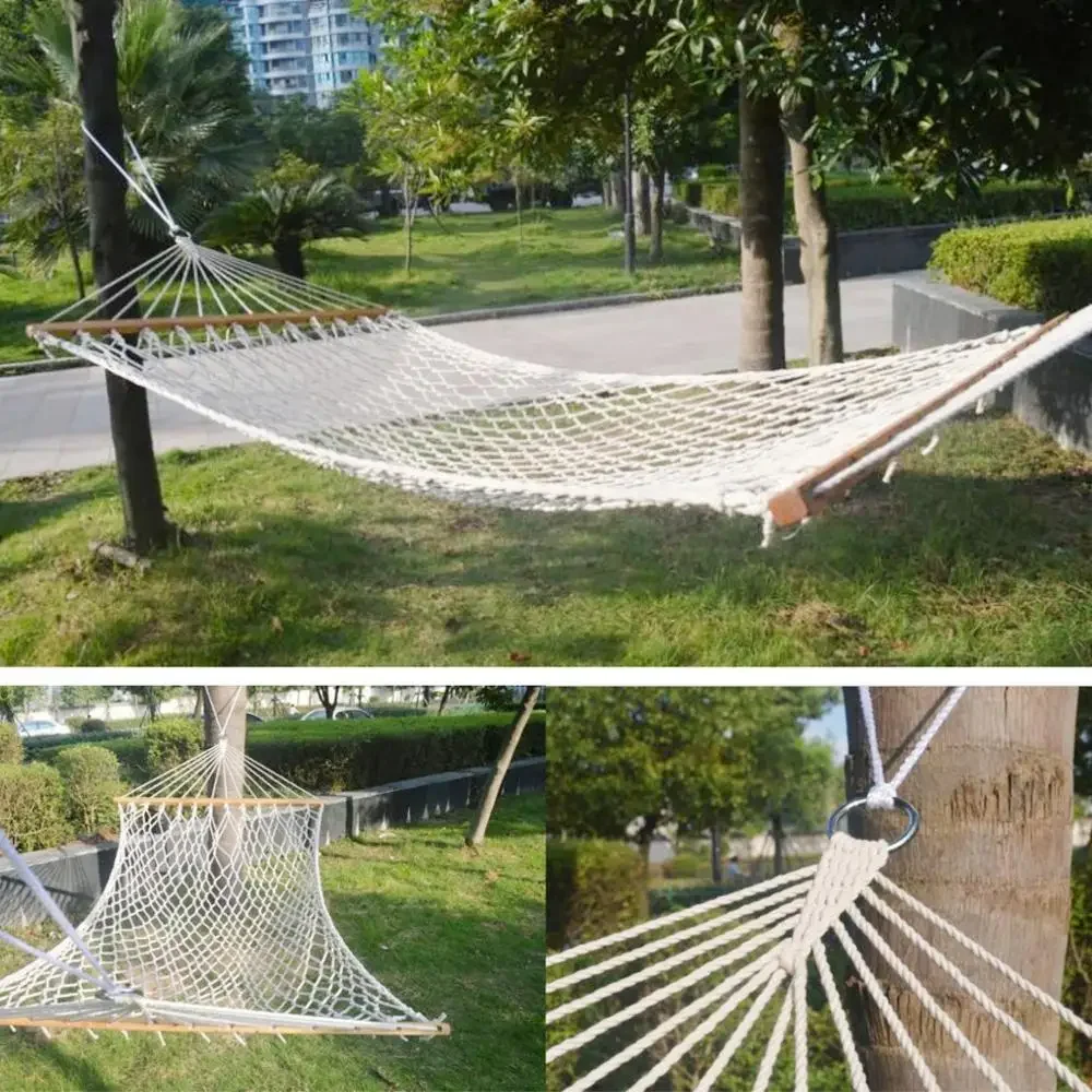 Comfy Single Person Hammock Chair - Cotton Rope Swing for Outdoor Camping, Backyard Relaxation