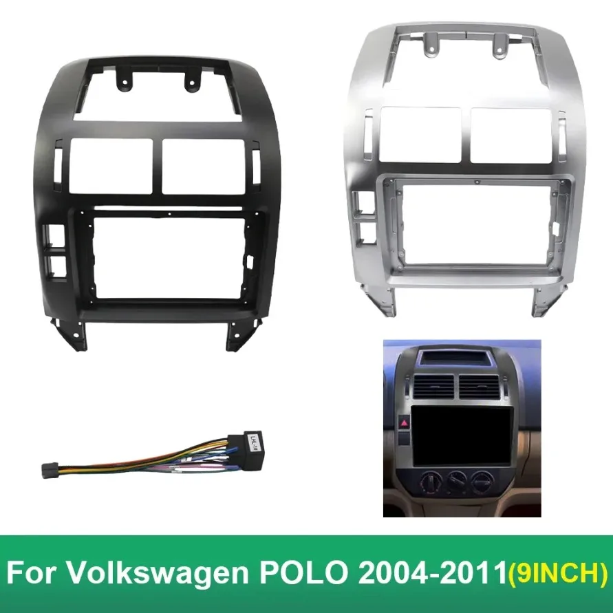 2Din 9 Inch Car Radio Fascia For Volkswagen POLO 2004-2011 Frame Android MP5 Player Stereo Panel