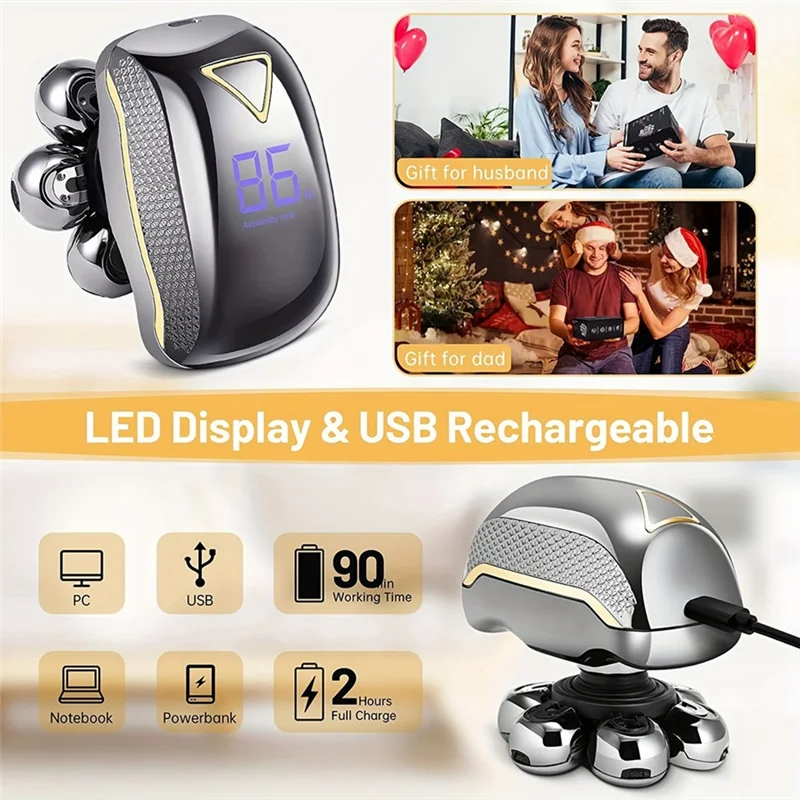 A23F-6 In 1 Men's Electric Heads Shaver Rechargeable Cordless Hair Shaving For Bald Man Waterproof Wet Dry Beard Trimmer