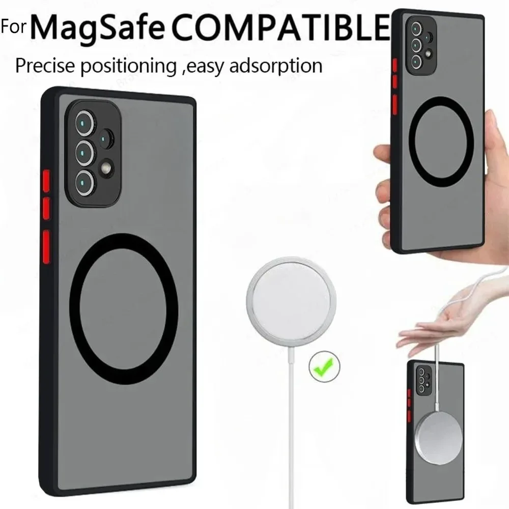 Luxus Magnetische Drahtlose Lade Fall Für Samsung A53 A54 A55 A52 A52S A35 A34 A33 A32 A14 A12 A13 A71 5G stoßfest Matte Abdeckung – Detail 3