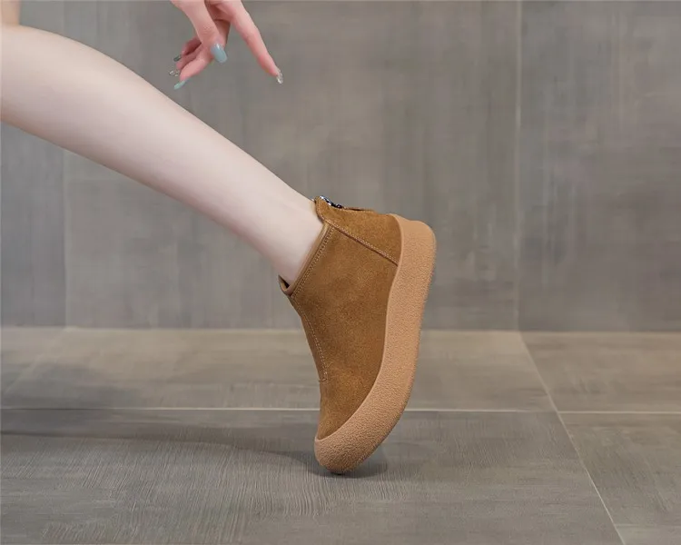 AIYUQI Schneestiefel für Damen in Übergrößen 2025 Winter Echtleder Kurze Damenschuhe Verstärkte Warme Winterstiefel für Frauen – Detail 10