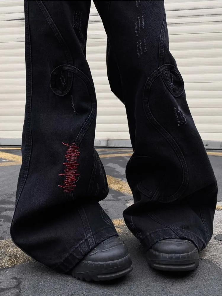 HOUZHOU Y2k gotycka dżinsy w stylu Harajuku luźna kobieta patchworkowy Streetwear spodnie dżinsowe japońskie spodnie w stylu koreańskim w stylu