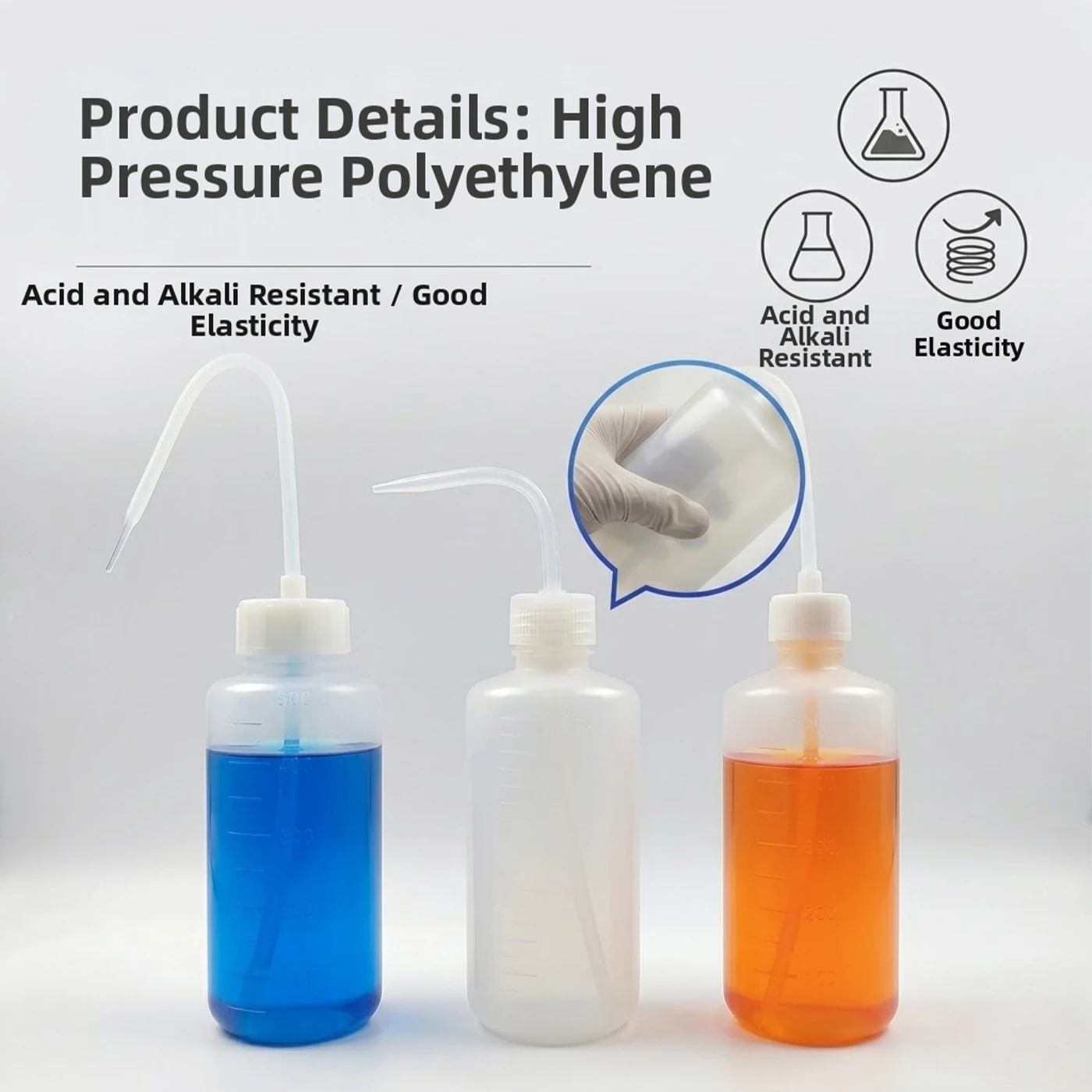 1 szt. 150ml 250ml 500ml 1000ml Plastikowa butelka do mycia z zakrzywionym dzióbkiem, butelka do płukania, czerwono-biała, z podziałką. — zdjęcie produktu 6