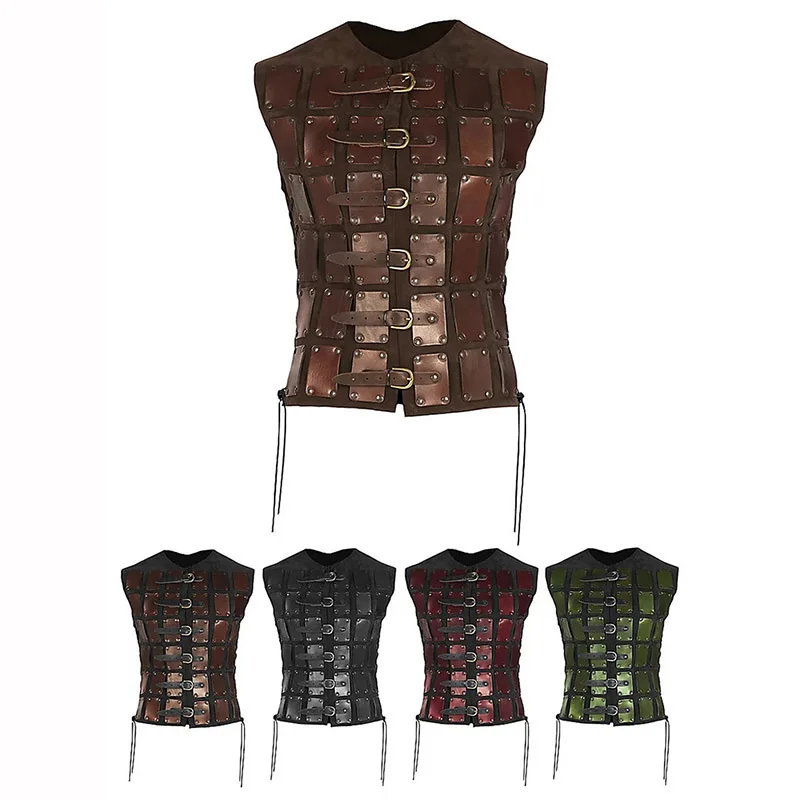 

Medieval Renaissance Leather Tops Jerkin Coat Viking Pirate Knight Warrior Cosplay Costume Brigandine Men Vest Tabard LARP Tunic