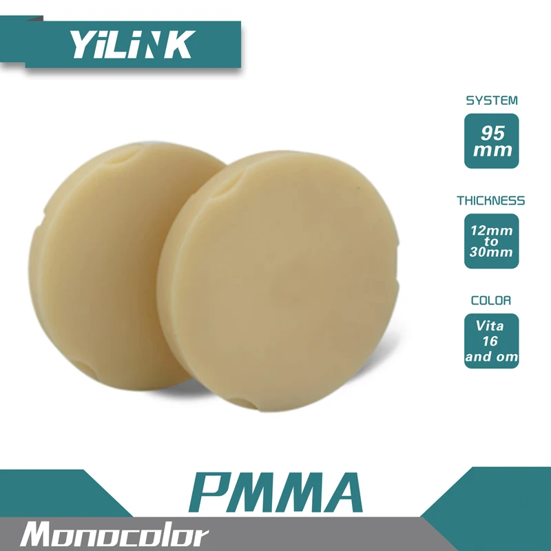 

Yilink Preshade PMMA Blocks Thickness 12mm Monocolor Dentistry Materials for Dental Lab Zirkonzahn 95mm Cad Cam Milling System