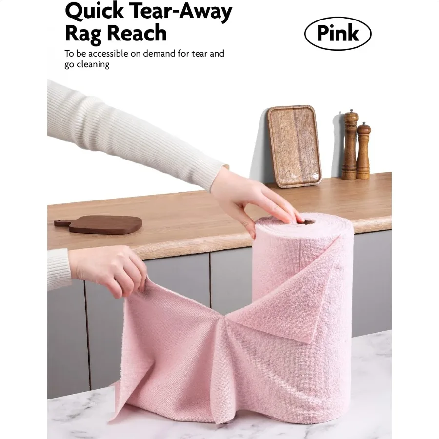 Microfiber Cleaning Cloth Roll 60 Pack Tear Away Microfiber Towels 12" x 12" Reusable Washable Scratch Free Ultra Absorbent Dis