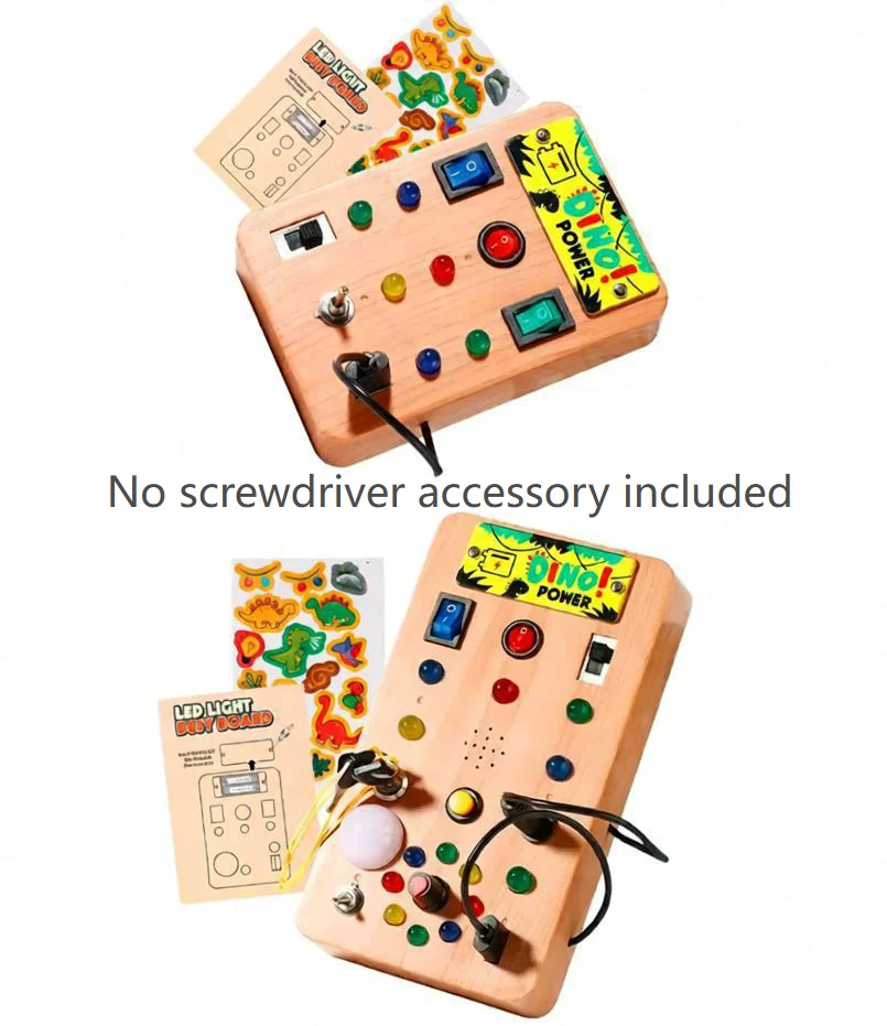 الأطفال مونتيسوري مصباح ليد مشغول مجلس محاكاة التبديل مجلس الطاقة مشغول ضوء زر لغز التعليم المبكر لعبة تعلم #6