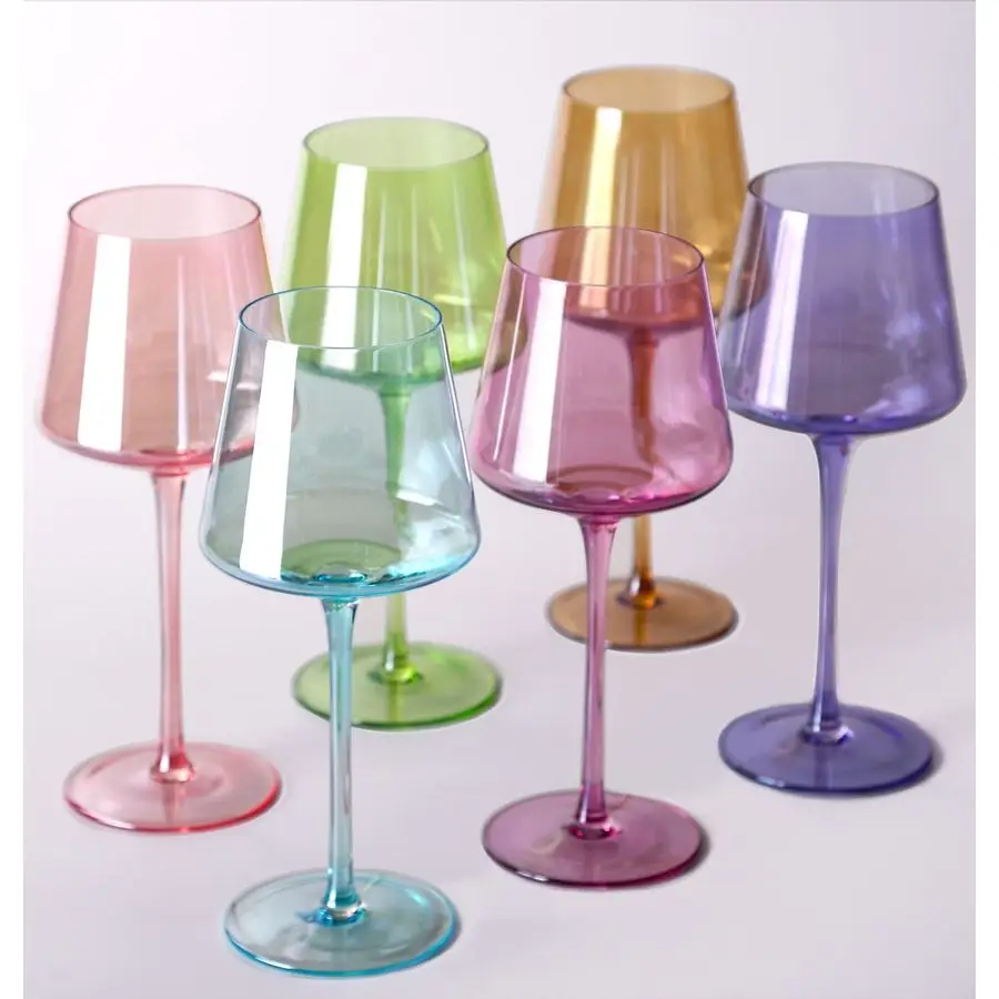 

Colored Wine Glasses Set of 618ozHand Blown Crystal Colorful Wine Glass with With Long StemMuticolor Glasses Wedding gift set fo