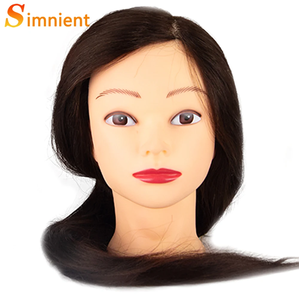 Cabeza de maniquí con cabello humano 85% Real, maniquí para entrenamiento de cosmetología, para alisar y rizar la trenza, 26"