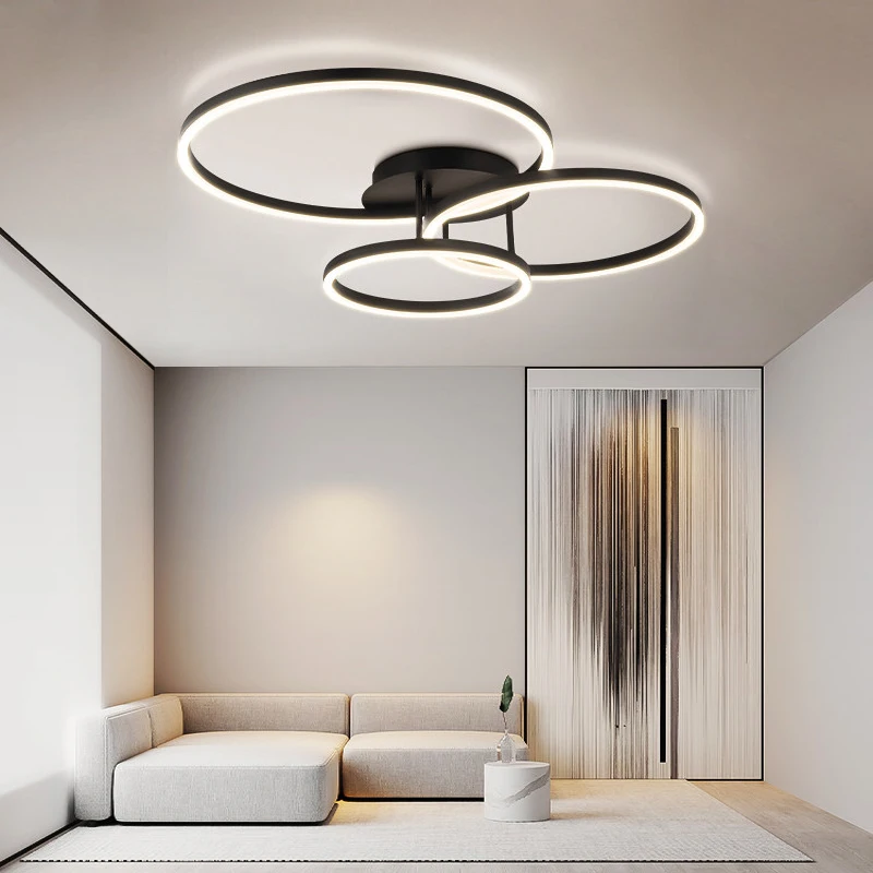 Simple Led Chandelier Wrought Iron Acrylic Living Room Dining Room Black White Gold Chandelier Modern Home Indoor Lighting Lamps