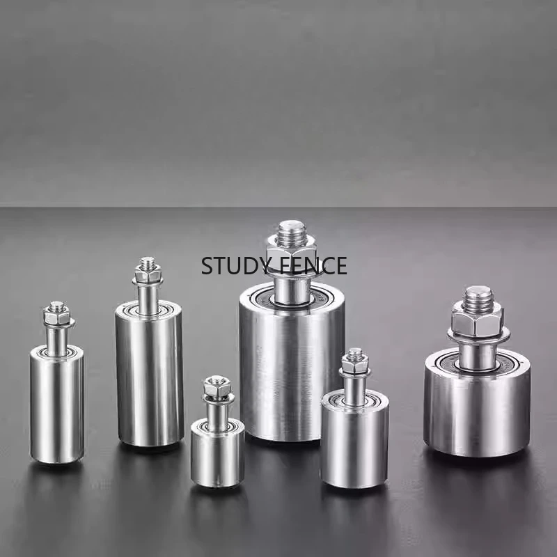 1pc Stainless Steel Double Bearings Unilateral Axis Guided Pulley Positioning Track Wheel Flat Solid Roller Hardware Accessories