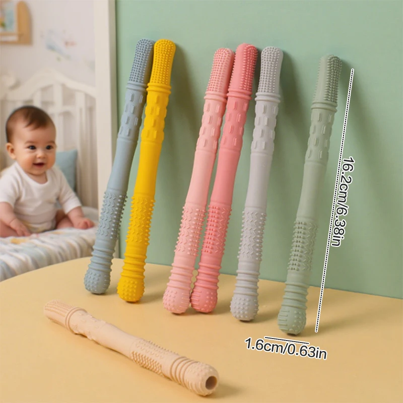 Silikon Hohl Molaren Stick Neugeborenen Zahnen Rohr Molaren Spielzeug Geschenk Stroh Beißring kinder Spielzeug Weichen