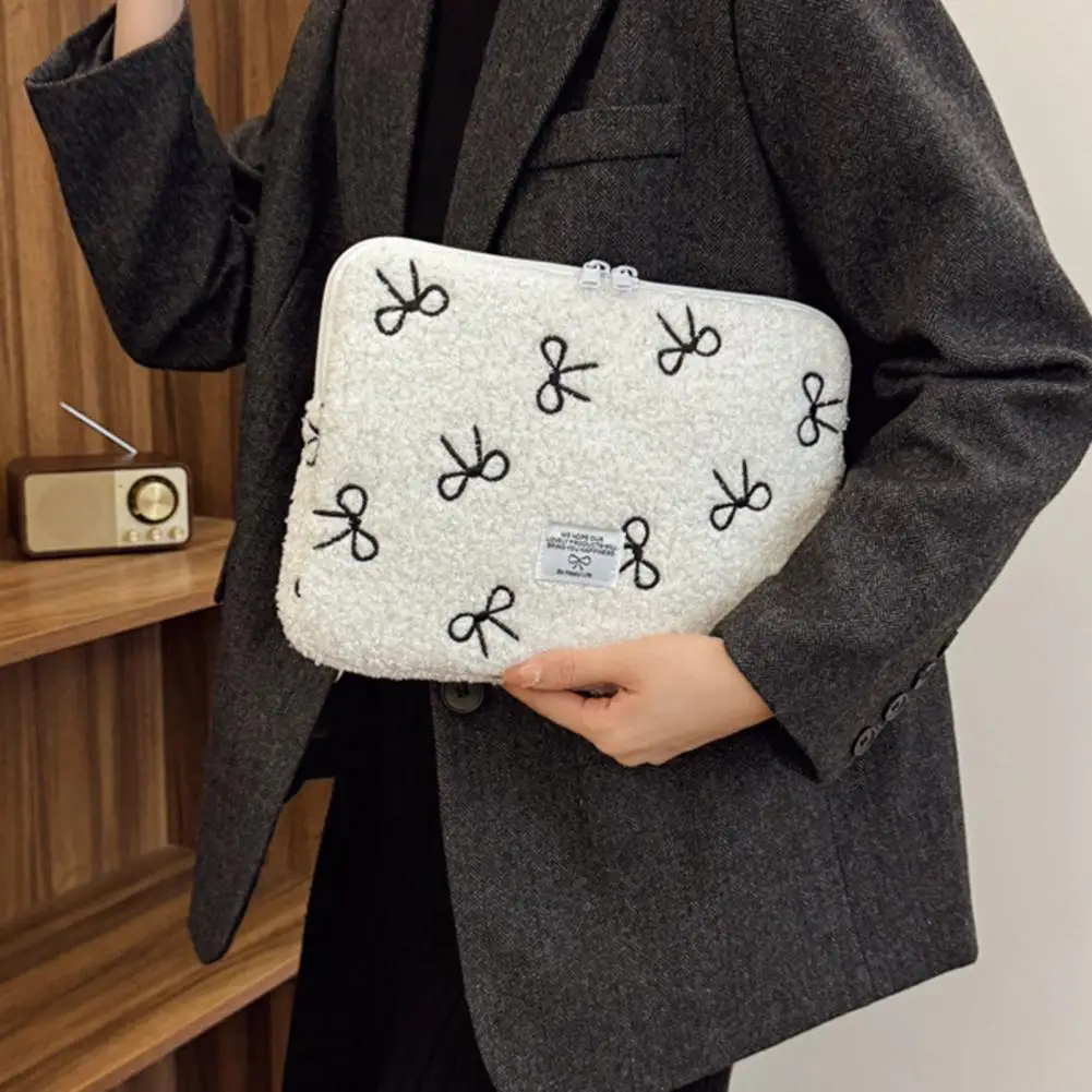 Elegante borsa per laptop Accessorio versatile per dispositivo Custodia per laptop ricamata con borsa per tablet antiurto in peluche con morbido per il lavoro
