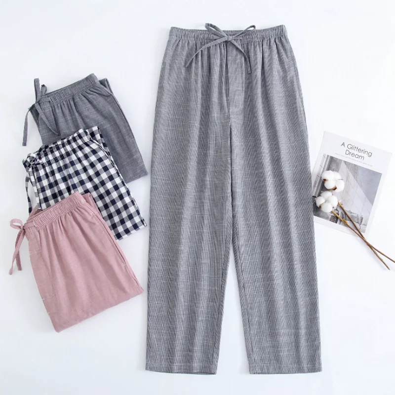 

Spring Autumn Men 100%Cotton Pajama Pants Home Trousers Male Striped Sleep Bottoms Lounge Wear Sleeping Pants Pijama Homme