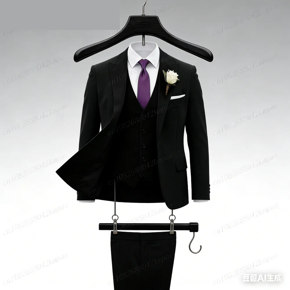 

Новый вельветовый костюм для мужчин: фиолетово-черный, формальный, для бизнеса, жениха, свидетеля, свадебной вечеринки, бала, смокинг, комплект из 3 предметов