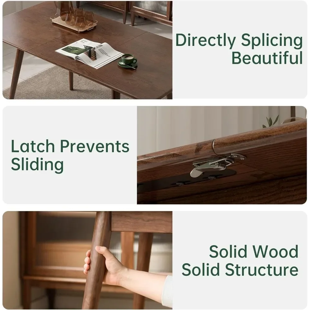 LX Solid Wood Extendable Dining Room Table (Walnut, 39.37''-55.12'')SSS