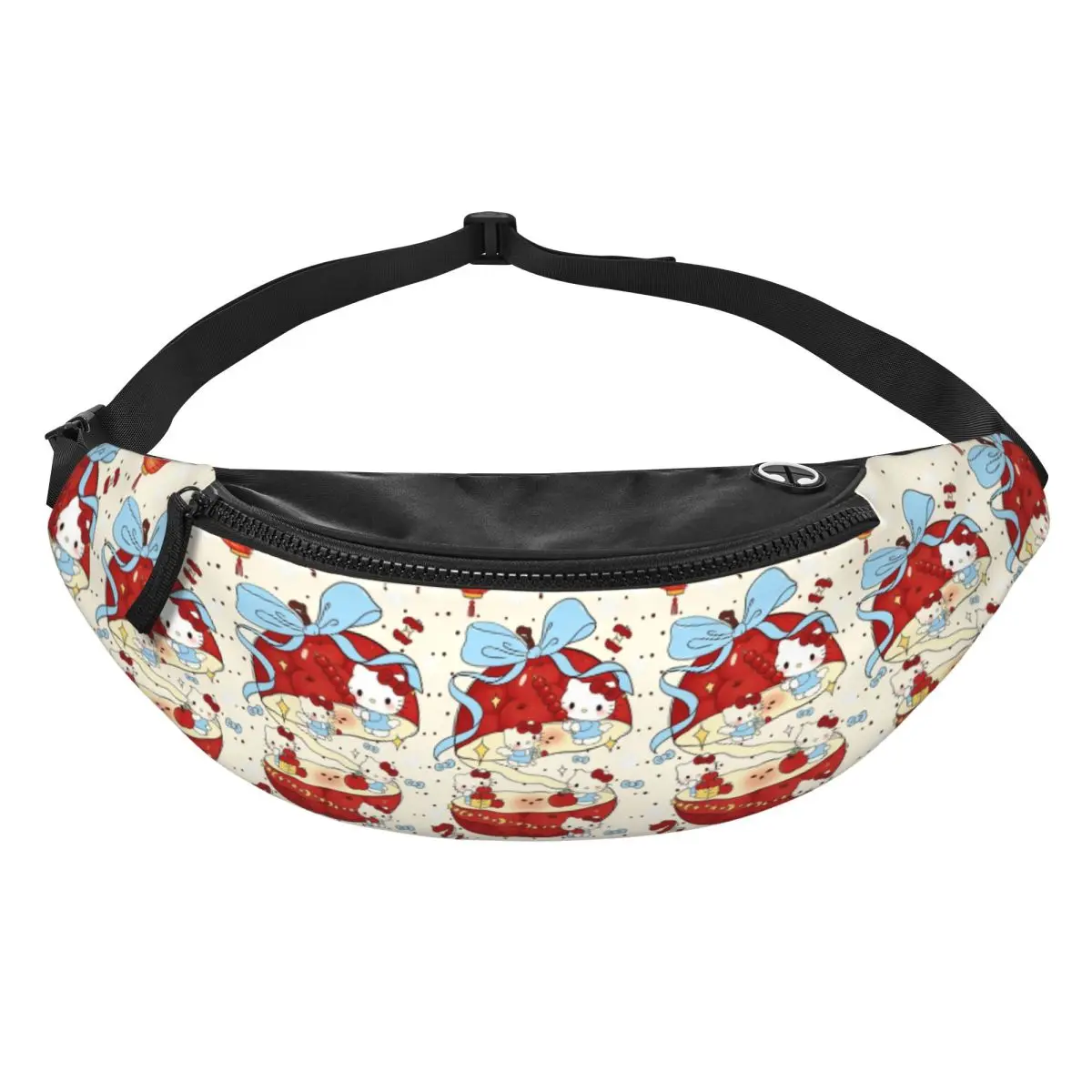 

Custom Casual Cat-Cartoon Fanny Pack for Travel Hiking Women Men Anime Cartoon Crossbody Waist Bag Phone Money Pouch
