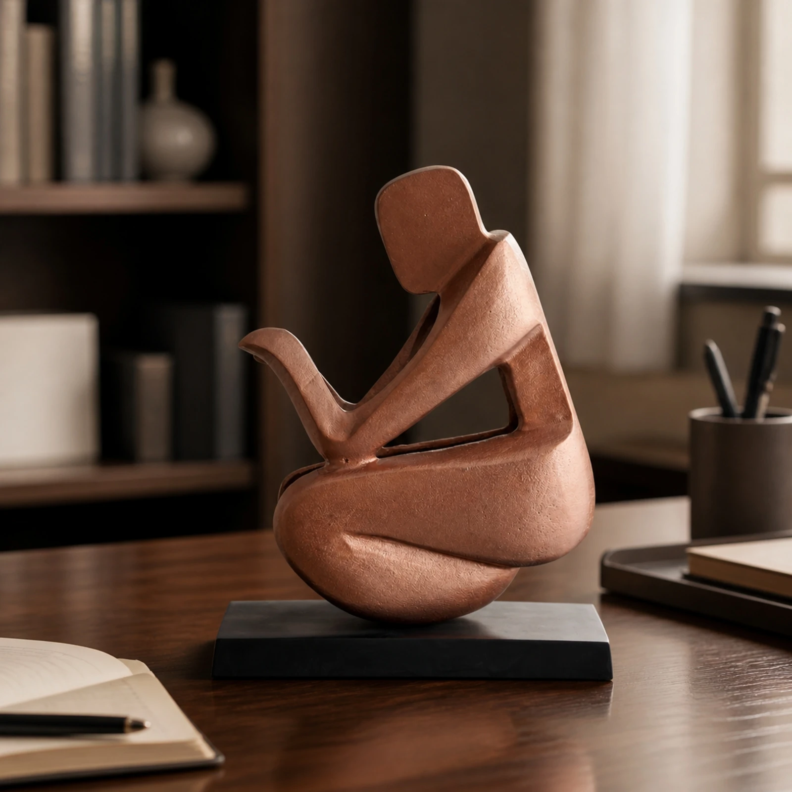 Abstract Human-Figure Sculpture Polished Abstract Human Sculpture Seated Figure Decorative Statue Versatile Tabletop Decor Piece
