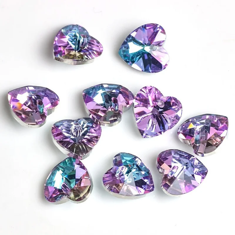 10/14/18mm Colorful Crystal Heart Charms Pendant Love heart Gemstones Glass Beads For Women Jewelry Making DIY Necklace Earrings