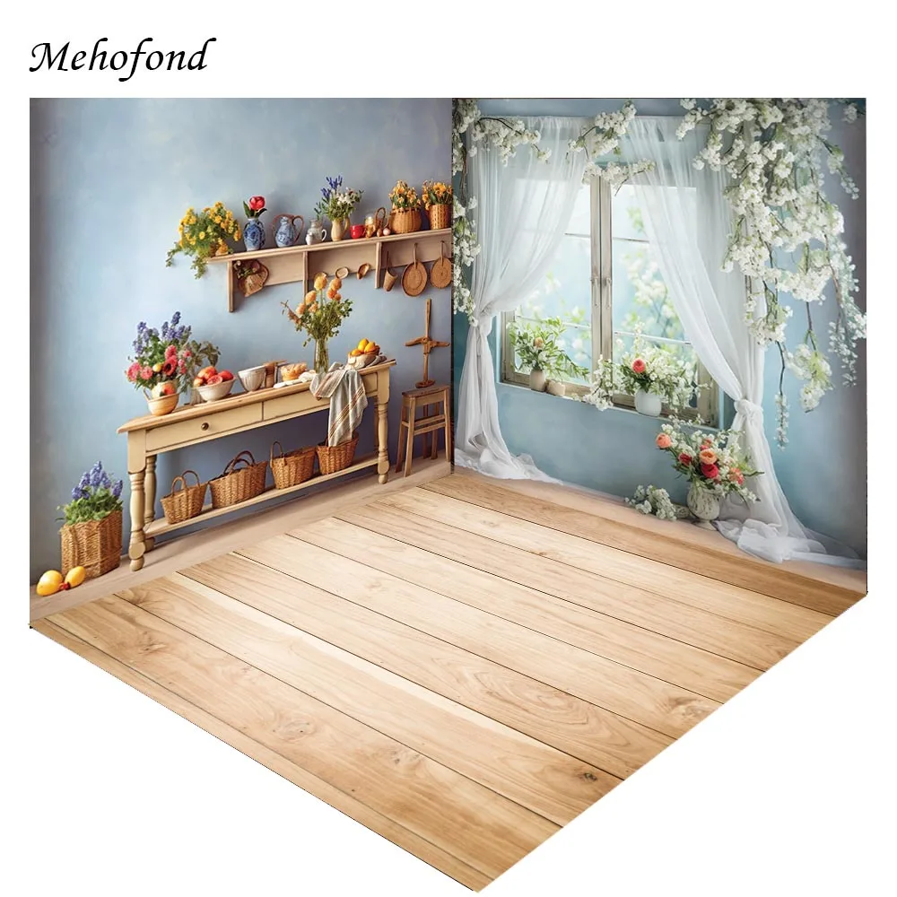 Mehofond Photography Background Spring White Floral Garden Window Kids Adult Birthday Party Portrait Decor Backdrop Photo Studio