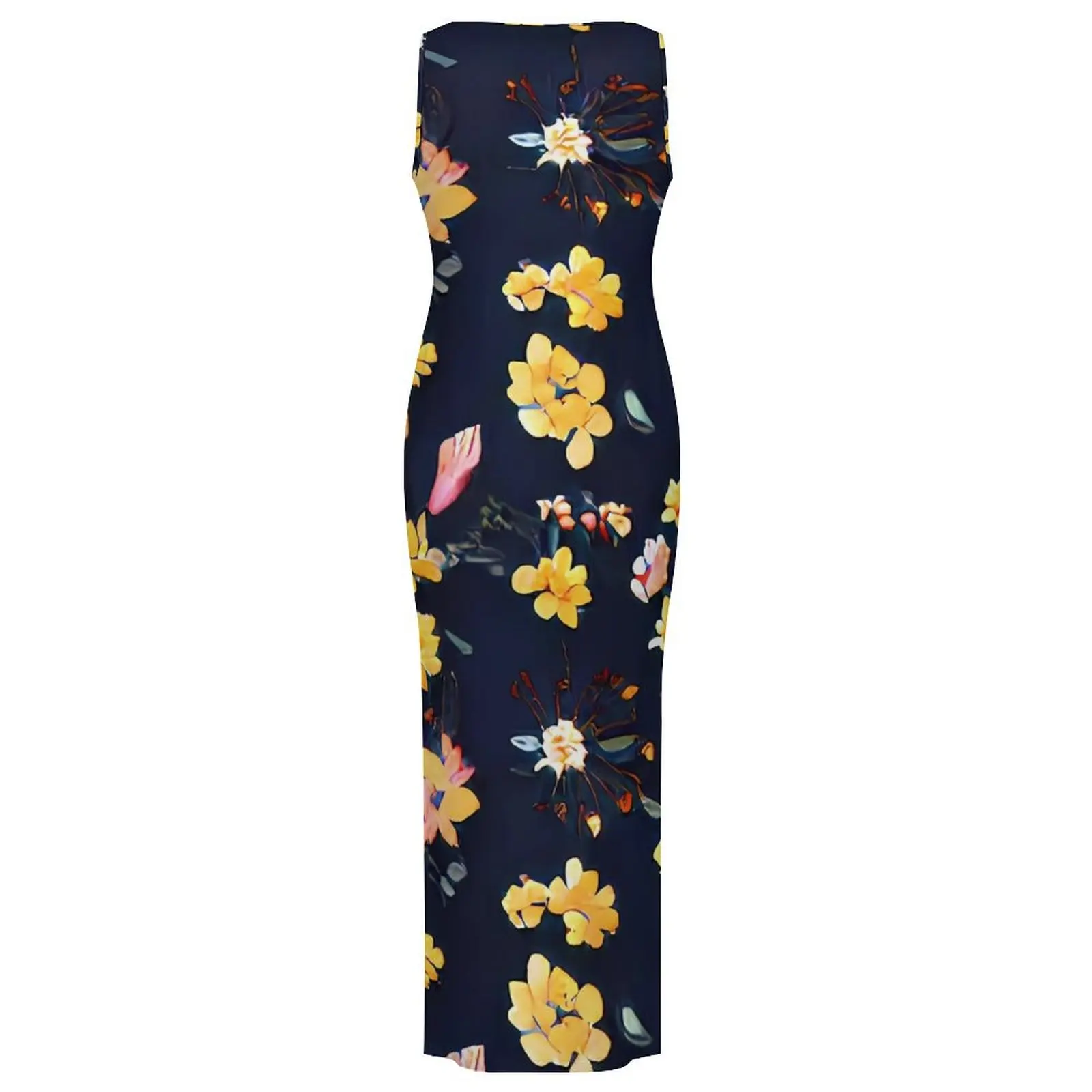 Gele bloemenjurk Mouwloze vintage bloem Street Fashion Maxi-jurken Mooie bodycon-jurk Dames grafische oversized kleding
