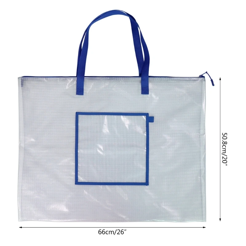 Mesh Project Bag Clear Mesh Poster Organizers Bag with Carry Handle Waterproof Artist Carry Bag for Kid, Artist, Painter