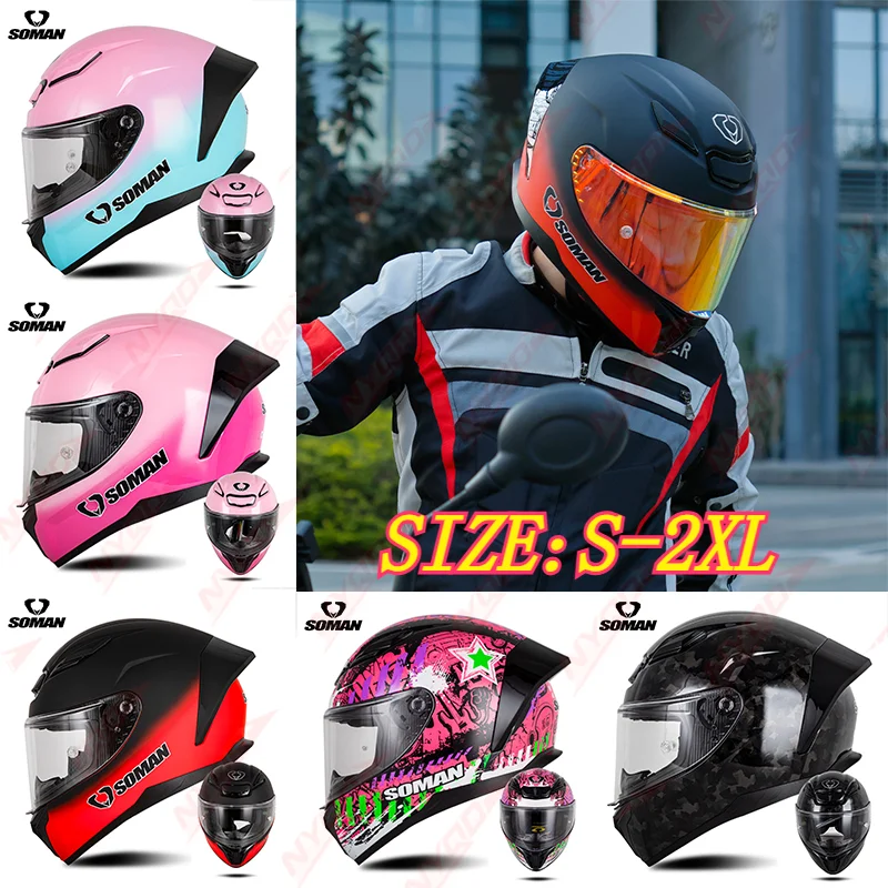 SOMAN New Motorcycle Racing Helmet Unisex All Season for Electric Scooter Couple Lightweight Breathable Safety SM973