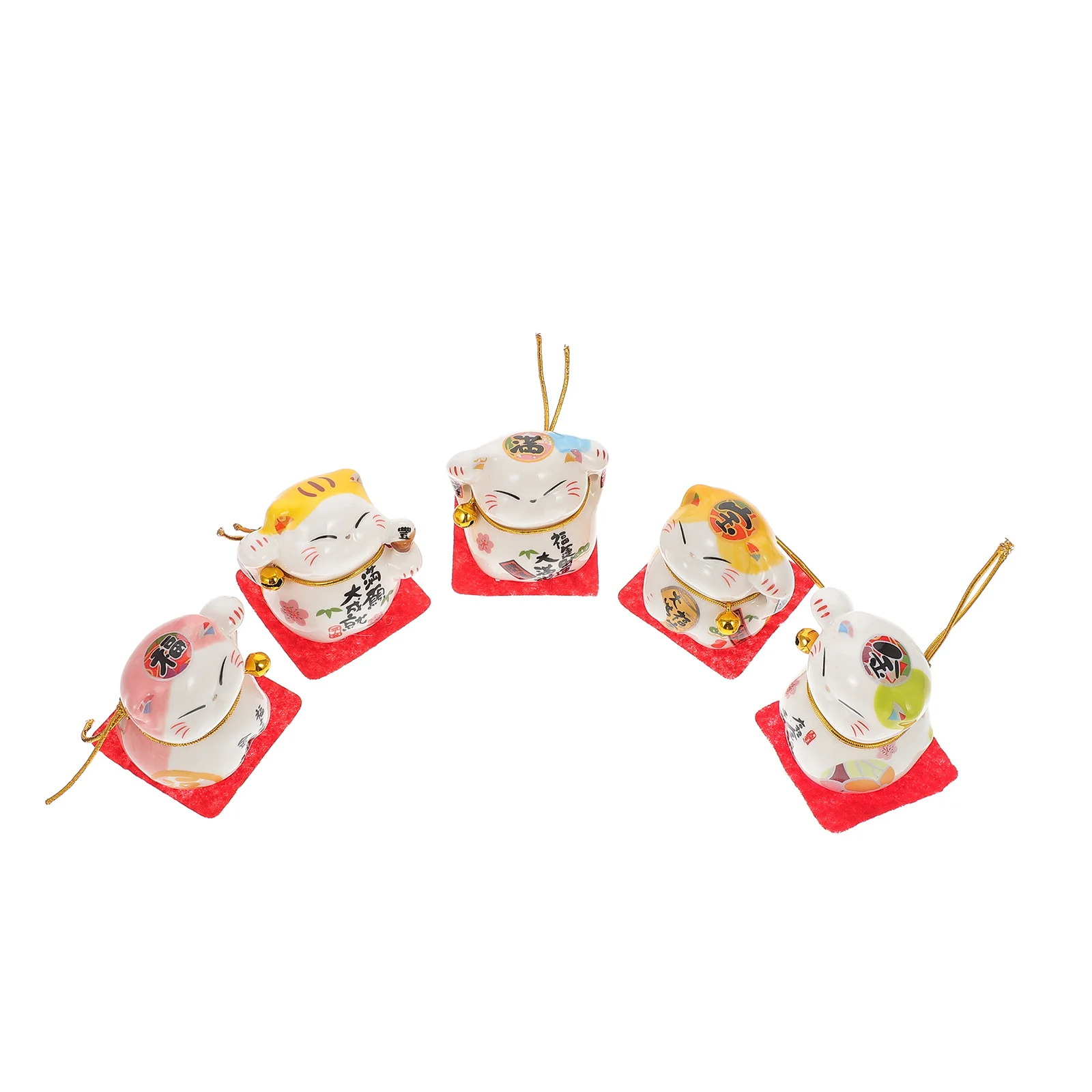 

5Pcs Fortune Cat Miniature Porcelain Cloth Desktop Ornament Car Home Decoration Creative Unique Stylish Bright Individual
