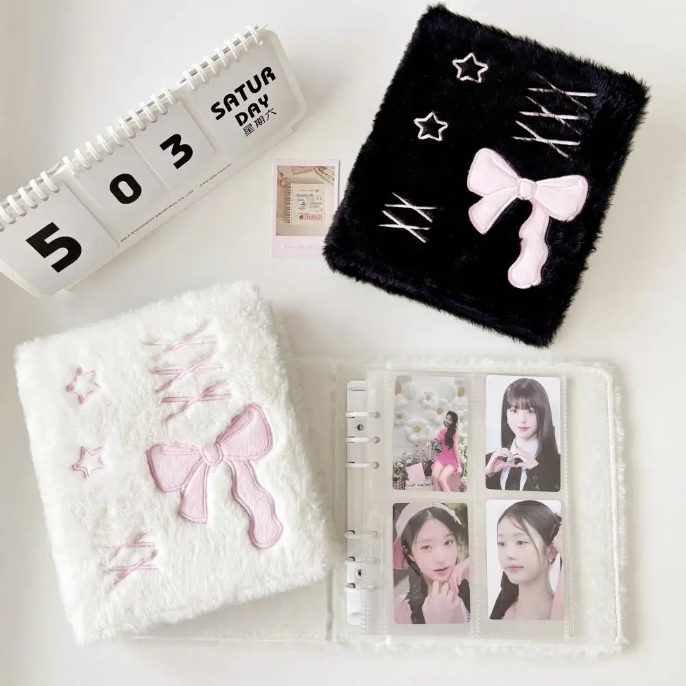 Bow Korea Cute Plush A6 Binder Photocard Holder Kpop Idol Photo Album for Photographs Collect Book Photo Card School Stationery