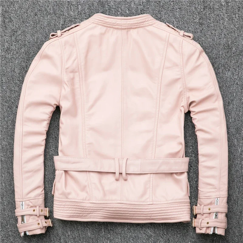 Chaqueta de piel auténtica para mujer, chaqueta de motociclismo ajustada, corta, de piel de oveja, YY971, primavera y otoño, 2020