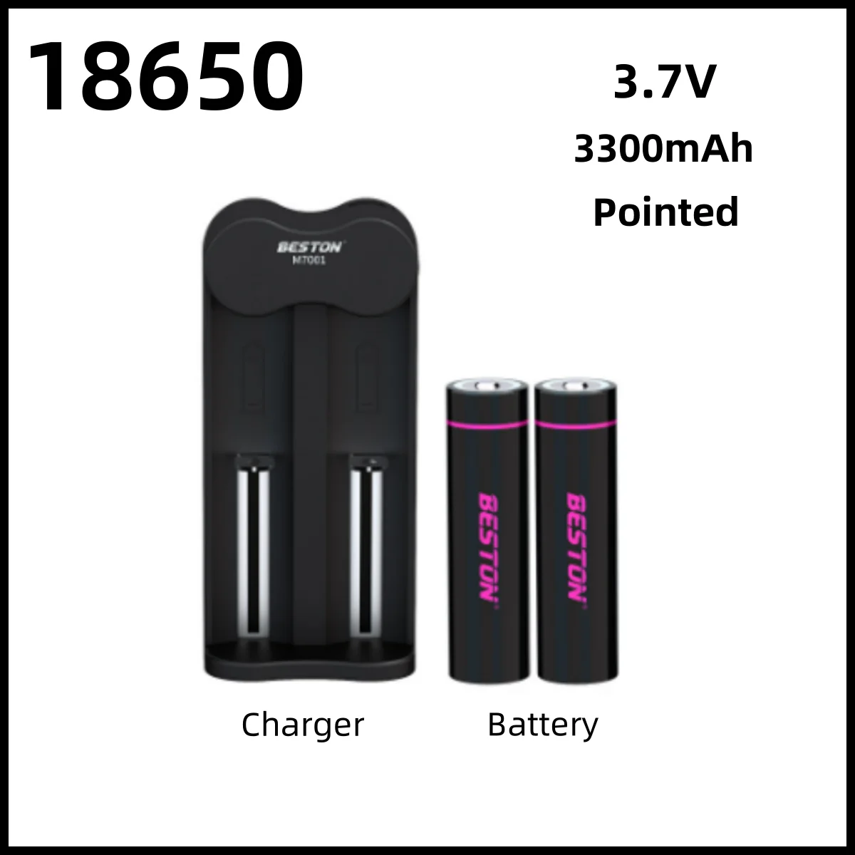 

New 18650 lithium battery 3300mAh 3.7V 8650 high power power tool battery 18650 rechargeable battery(Pointed)+Charger