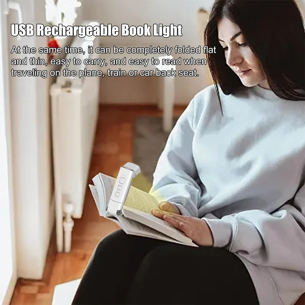 Book Light Reading Light for Bed Reading Rechargeable Portable Clip on LED Reading Light Dimmable Mini USB Powered Desk Lamp