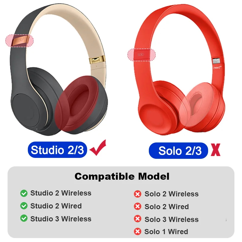 Earpads For Beat Studio 3 3.0 Ear Pads Studio3 Headphone Replacement Pads Studio2 Ear Cushions Earpads Headset Foam Pad