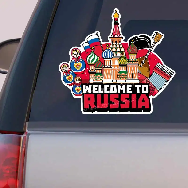Welcome To Russia Car Sticker Self-adhesive Decal For Automotive Rear Window And Bumper Waterproof Sticker Y442