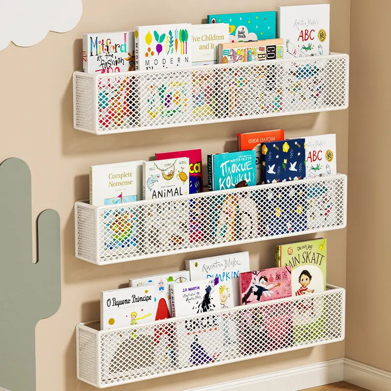 

Wall Mounted Metal Kids Bookshelf,Floating Book Shelf for Kids Nursery Classroom,Hanging Book Shelf Organizer for Room Decor