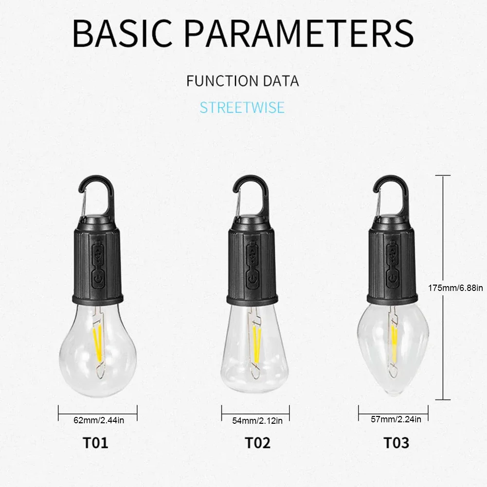 Outdoor 3W T01 T02 T03 Warm white TYPE-C Charging Handheld Retro Camping Atmosphere Light LED Multi functional Outdoor Camping