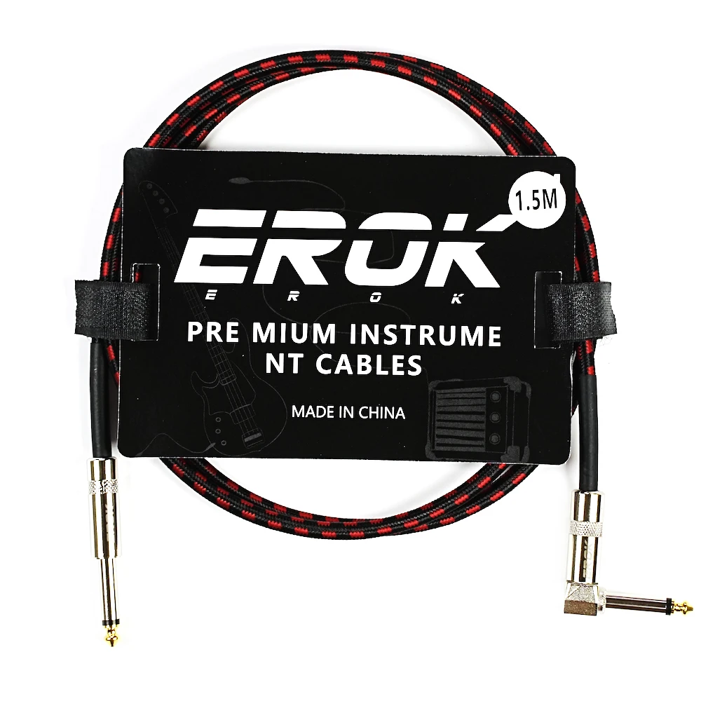 EROK 1,5/3/6/10M Gitarren-Audiokabel, Anti-Lärm-Linie, 6,35 mm Stecker auf Stecker, buntes geflochtenes Linienpedal, Gitarren-Bass-Universalkabel