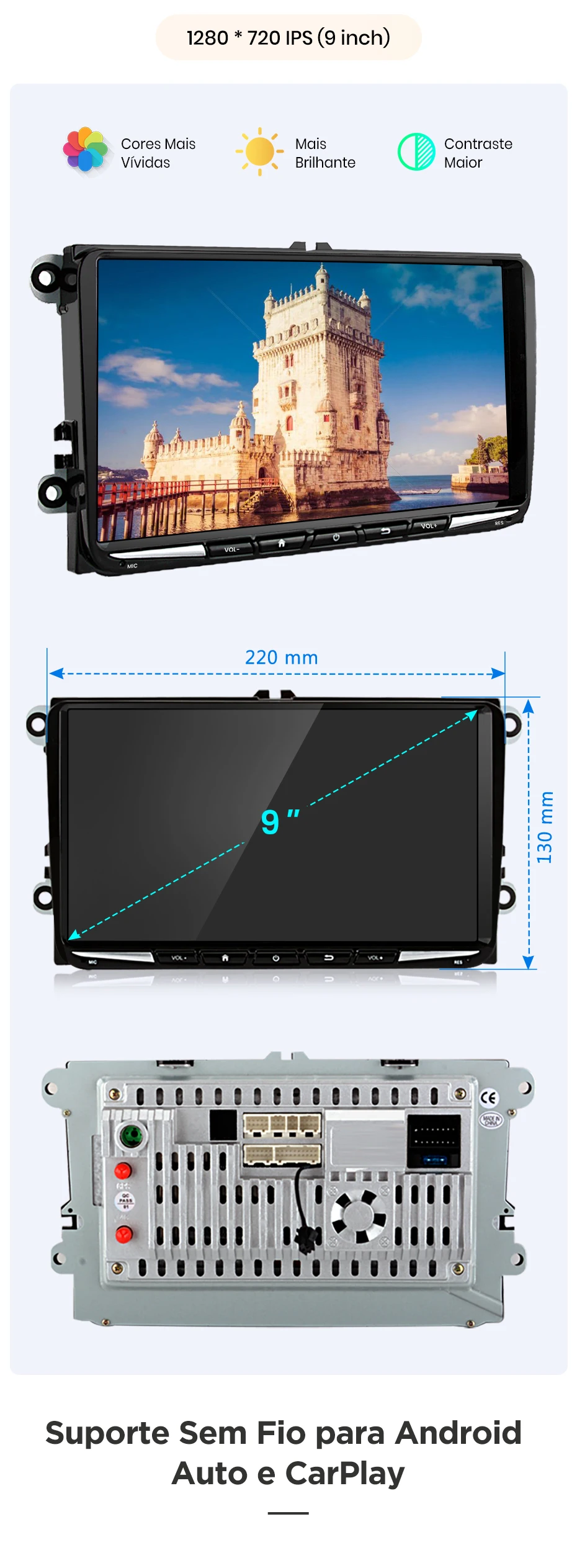 Junsun 7/9 Zoll IPS Android 15 Autoradio für VW Golf 5 6 Passat B6 B7 CC Polo Jetta Tiguan Touran T5 Caddy Skoda Octavia Yeti Fabia Seat Ibiza Leon Kabelloses CarPlay Android Auto 8-Kern GPS Bluetooth DSP RDS SWC 2 Din Autoradio – Detail 12