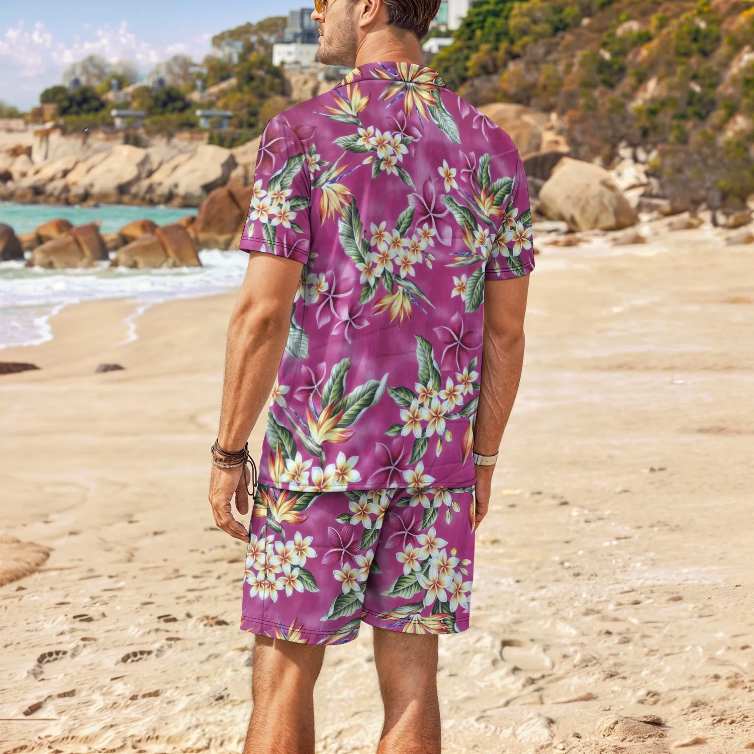 Men's 2025 Palm Tree Tropical Degree 3D Printed Hawaiian Shirt and Shorts Set Casual Fashion Short Sleeve Shirt Set for Everyday