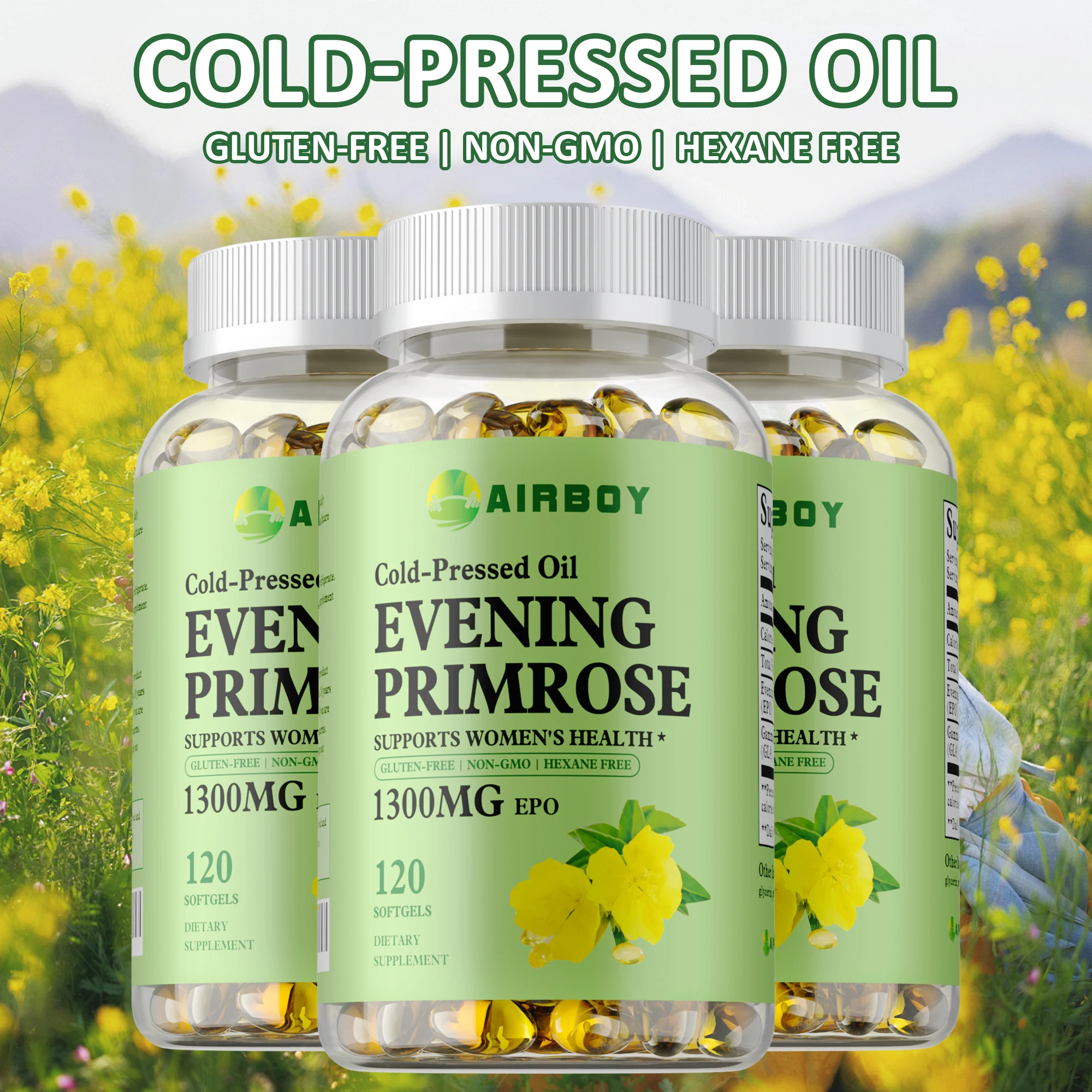 

Evening Primrose Oil - Anti-Aging, Soothes Skin,Brightening,Hormone Balance,Promotes Skin & Cardiovascular Health,Boost Immunity