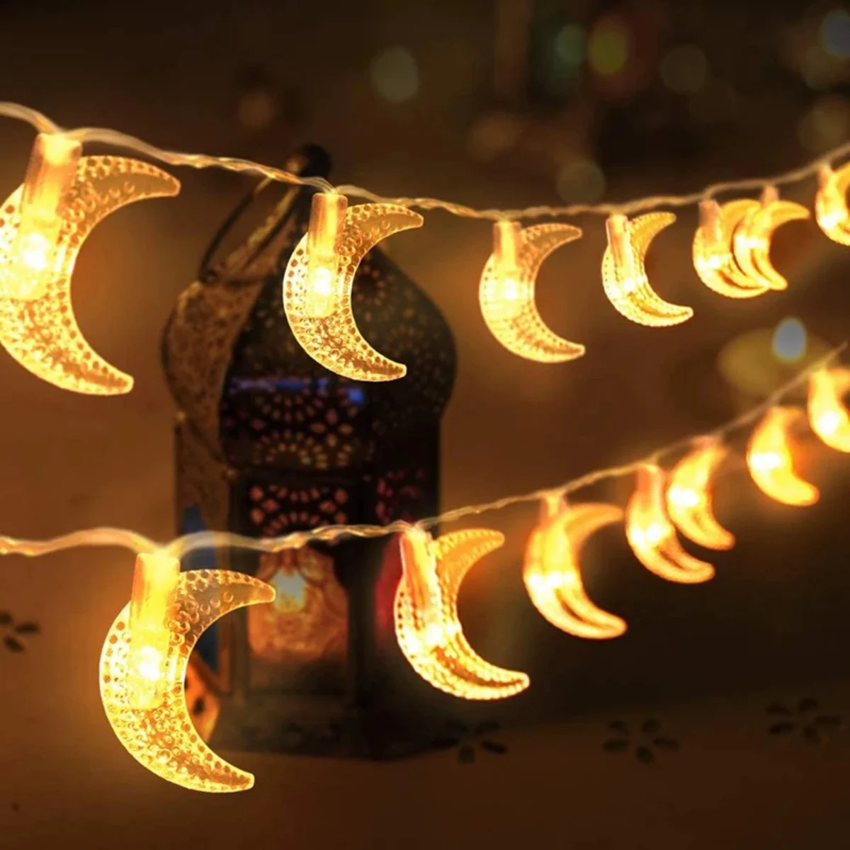 1pc LED Bubble Moon String Lights Ramadan Mubarak Atmosphere Lamp Battery Operated Perfect For Home Garden Bedroom Outdoor Decor